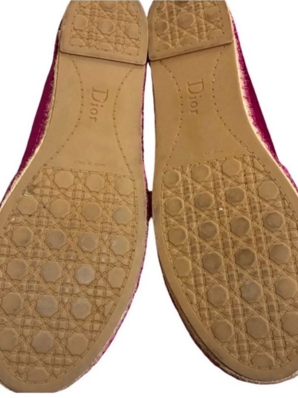 Dior Fushia Embellished Espadrille Flats Pink Authentic size 8.5